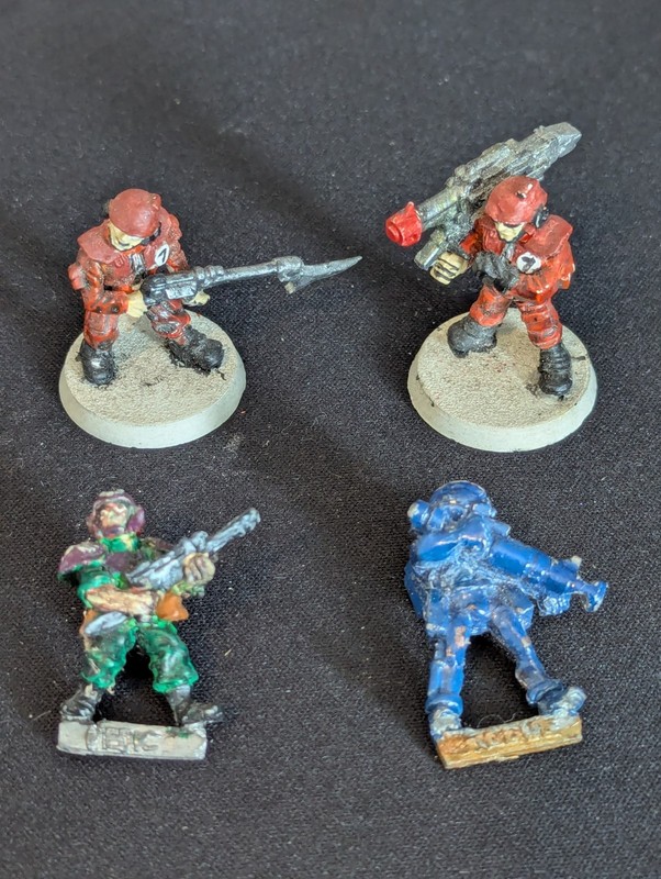 Warhammer 40k Rogue Trader Imperial Guard Troopers 2x Metal & 2x Plastic Heavy W