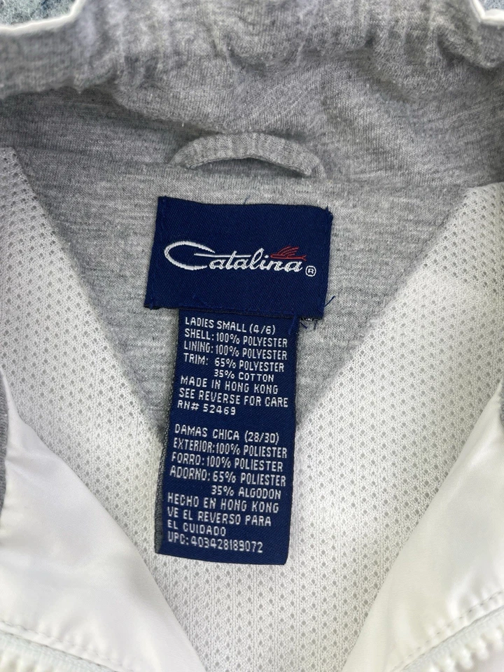 Винтажный Catalina белый ветровка куртка маленький Гонконг 90-х ретро нейлона - Изображение 3 из 4