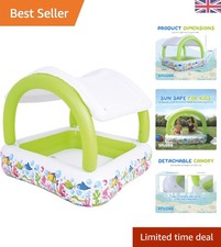 Safe Inflatable Paddling Pool with Detachable Sun Shade for Kids - 1.43m x 1.43m