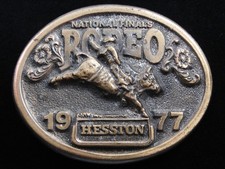 RE11122 USED NFR 1977 NATIONAL FINALS RODEO HESSTON COLLECTOR BELT BUCKLE
