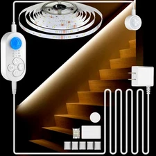 Dual Sensor Stair Light Strip, Double Motion Activated Sensor LED Strip Light...