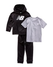 New Balance 3Pc Fleece Hoodie, T-Shirt Jogger Set