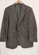 John Alexander Blazer Mens 44 Brown Tweed Vintage Wool Two Button Made In USA