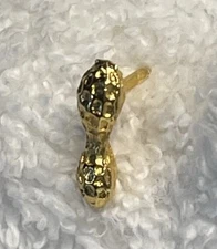 Peanut Shell Gold Tone Lapel Hat Jacket Pin Small Vintage Collectable Tie Tack