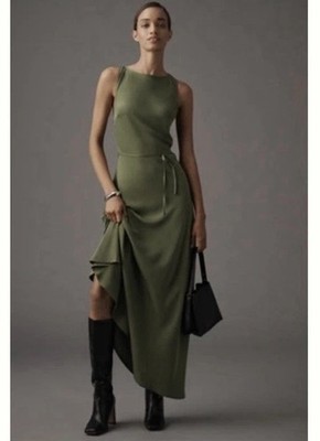 NWT Anthropologie WeWoreWhat Women's Size 6 In Olive Green Maxi Slip Dress