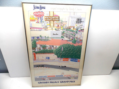 VINTAGE 1982 LAS VEGAS CAESARS PALACE GRAND PRIX RANDY OWENS FRAMED POSTER *