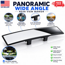 Universal Panoramic Rear View Mirror Wide Angle Clip On For Car Suv Truck Van