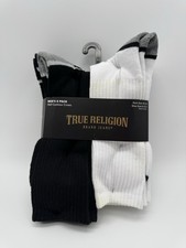 True Religion Men  s 8 pack Half cushion crew socks Large size 8-12.5 NEW w TAGS