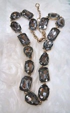 Smokey Gray BIG BOLD Stones Tennis Necklace Statement /Classy