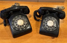 1of2 ITT Desktop Rotary Phone Black Hard wired Handset MTS Manitoba 1963 1972