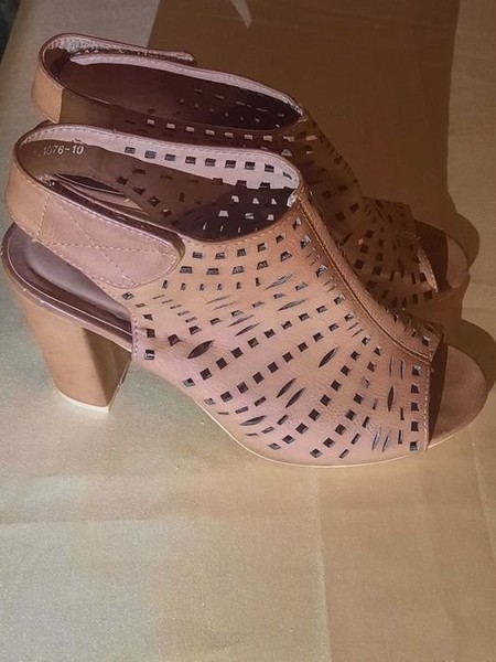 Women Heels Brown Leather 37