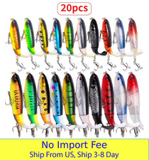 20pcs 1set 13g 35g Topwater Fishing Lures Set Of 20 Popper Bait With 3D Eyes ABS