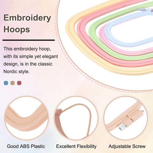 5 Pieces 2.8" x 3" ABS Adjustable Square Embroidery Hoop, Beige Yellow - Picture 3 of 6