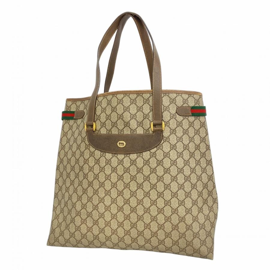 GUCCI GG Supreme PVC Tote Bag in Brown - Sherry Line 39 02 091