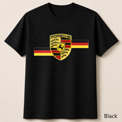 Porsche Stuttgart Crest Logo Racing Sports Car Graphic T-Shirt Size S-5XL