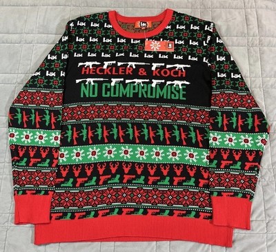 Heckler & Koch Men s No Compromise Knitted Ugly Christmas Sweater Sz XXL New