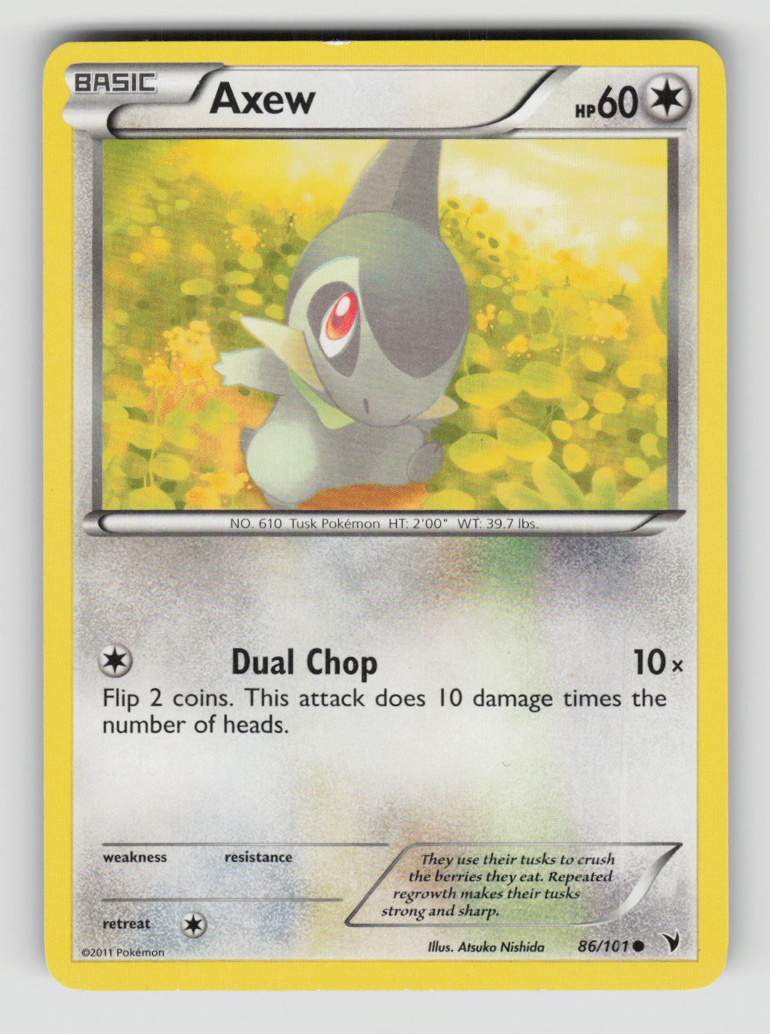 Axew 86/101 Common Noble Victories Pokemon Moderately Played