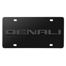 GMC Denali 3D Gray Name Logo on Black Stainless Steel License Plate