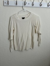 Ann Taylor Women s Cream Knit Top With Tie Sleeves Size XXSP