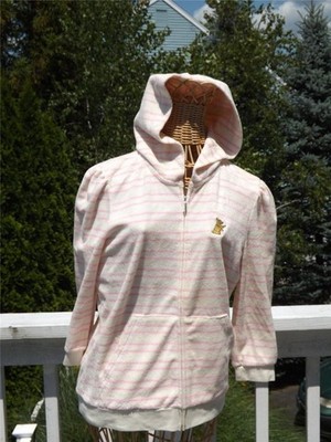 Juicy Couture Striped Pink Dash Hoodie Sweatshirt XL Extra Large New w Tag