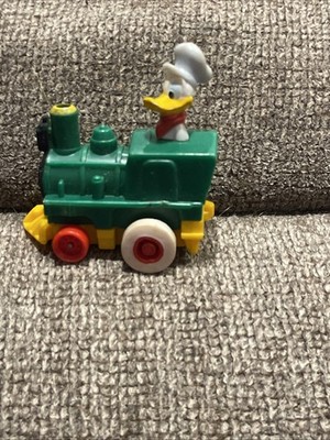 Disney Donald Duck Green Train Figure toy Pull Back Let Go Vehicle