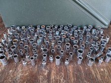 Large Lot Of 130 Shallow Sockets Importother 14 Drive Sae Metric Mixed Size