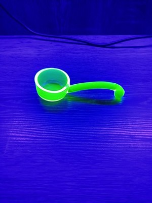 Vintage Uranium Green Glass Ladle Mayonnaise Spoon Glows Depression Glass