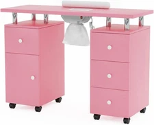 Modern Nail Table w/Storage Drawer, Manicure Nail Table Station w/Dust Collector