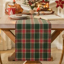 Red Green Plaid Christmas Table Runner 90 inches Long Table Decor