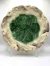Haldon Group Parade Bunnies Rabbit Japan Majolica 8" Salad Plate Plate 1988