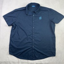 At t Blue Short Sleeve Button Up Collared Uniform Employee Shirt Men's XL