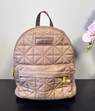 Montana West x Wrangler Quilted Mini Backpack Taupe Travel Purse Nylon Gold Zip