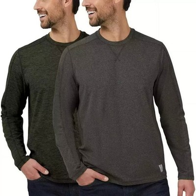 Rugged Elements Men's Long Sleeve Crew Tee 2 Pack Size S Gray & Green