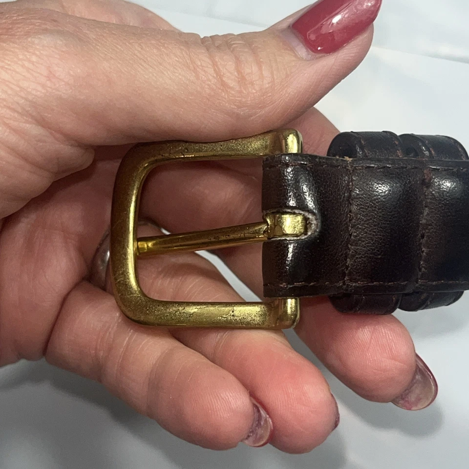 "Cinturón de cuero Coach marrón oscuro dorado hebilla de 1"" para hombre talla 36 alta calidad 34-38""" Foto 4 de 4