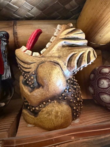 2016 TikiRob Little Tiki Monster Tiki Mug Rare (Tongue Out) Woodgrain Edition