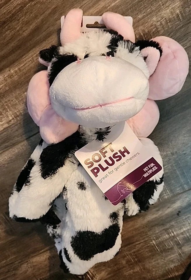 DOG TOY SQUEAKY COW Multipet Swingin' Slevin Cow Branco/Preto Novo com etiquetas - Imagem 2 de 3