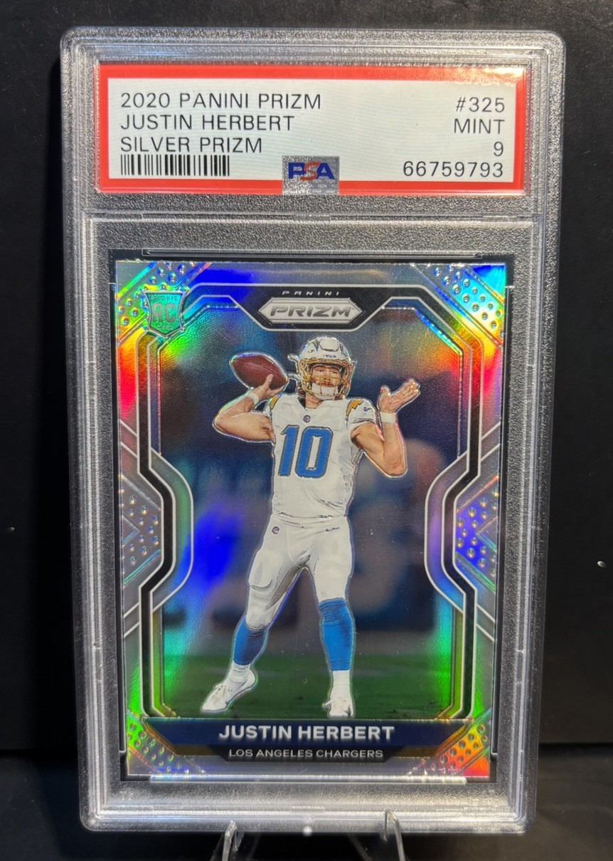 2020 Panini Prizm Justin Herbert #325 Silver Rookie RC PSA 9