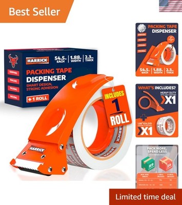 Heavy Duty Packing Tape with Dispenser, Strong Durable Shipping Tape, Packaging