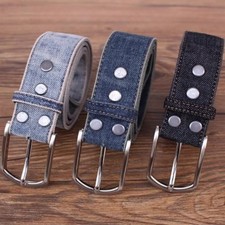 Denim Waist Belt Single Prong Buckle Punk Waistband for Pants Jeans 110/120cm