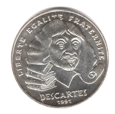 Pièce de 100 Francs Descartes 1991 en Argent - Photo 1/2
