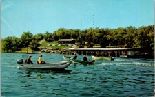 Postcard Fishing Boats Cranfield Dock Marina Lake Norfolk Mountain Home AR  3526