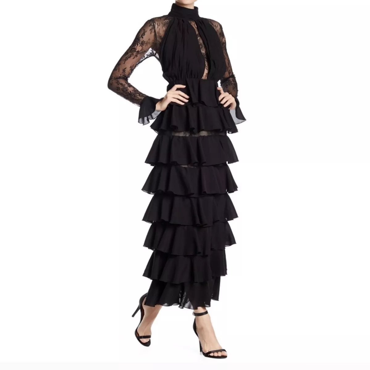 Lace panel top maxi dress