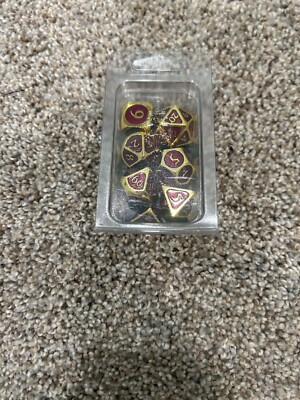 Gold with Purple Enamel 16mm Polyhedral Dice Set MDG0017