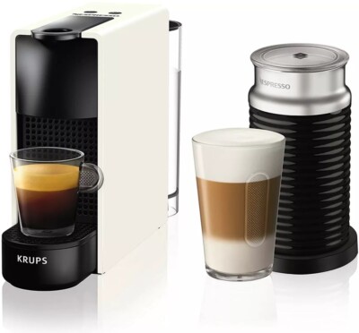 NESPRESSO ESSENZA MINI KAFFEEMASCHINE WEISS MIT AEROCCINO 3 MILCHAUFSCHÄUMER