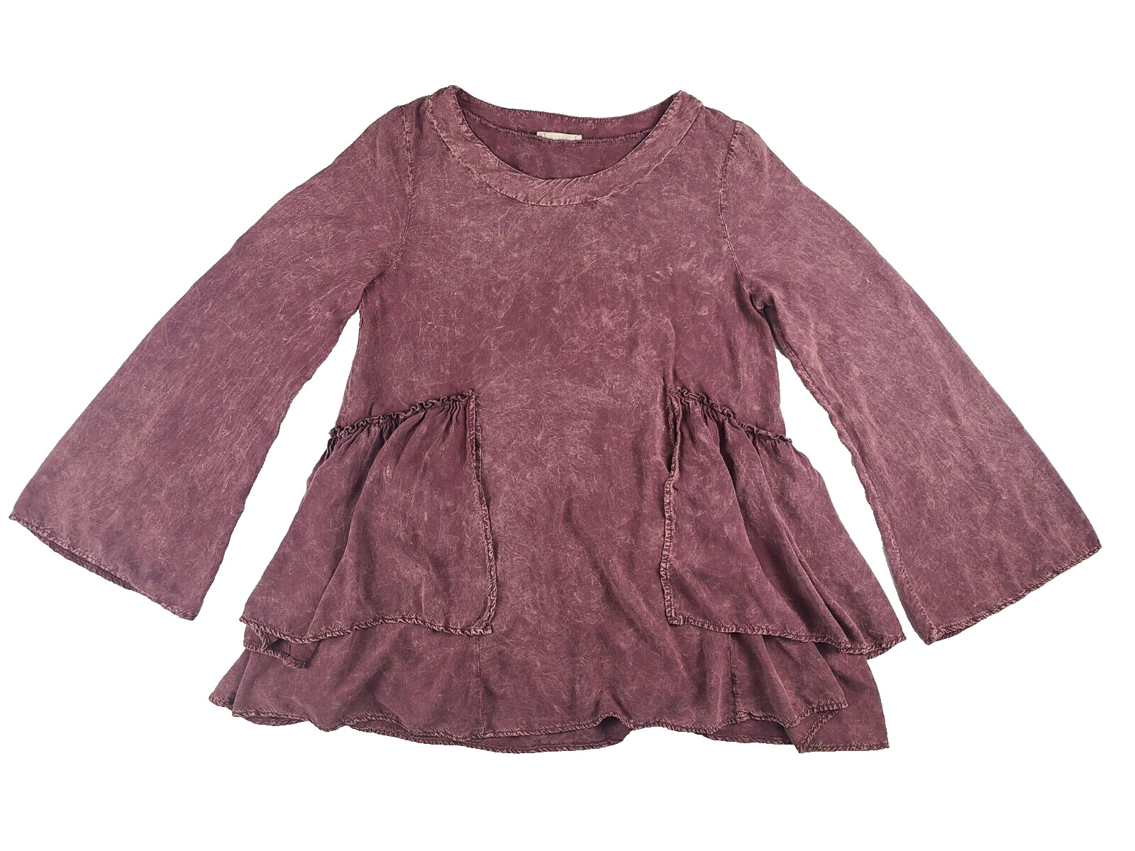 Easel Anthropologie Top Womens Small Pink Ruffle … - image 1