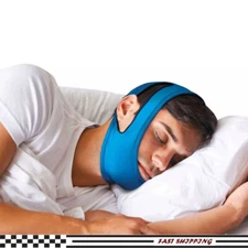 2Pack Anti Snore Chin Strap Belt Sleep Stop Snoring Apnea Support Solution Blue