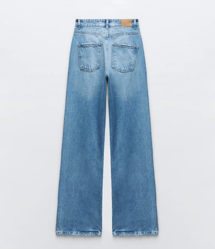ZARA NEW HIGH-WAISTED FULL LENGTH Z1975 STRAIGHT LEG JEANS MID-BLUE 6147/277 - Picture 7 of 8
