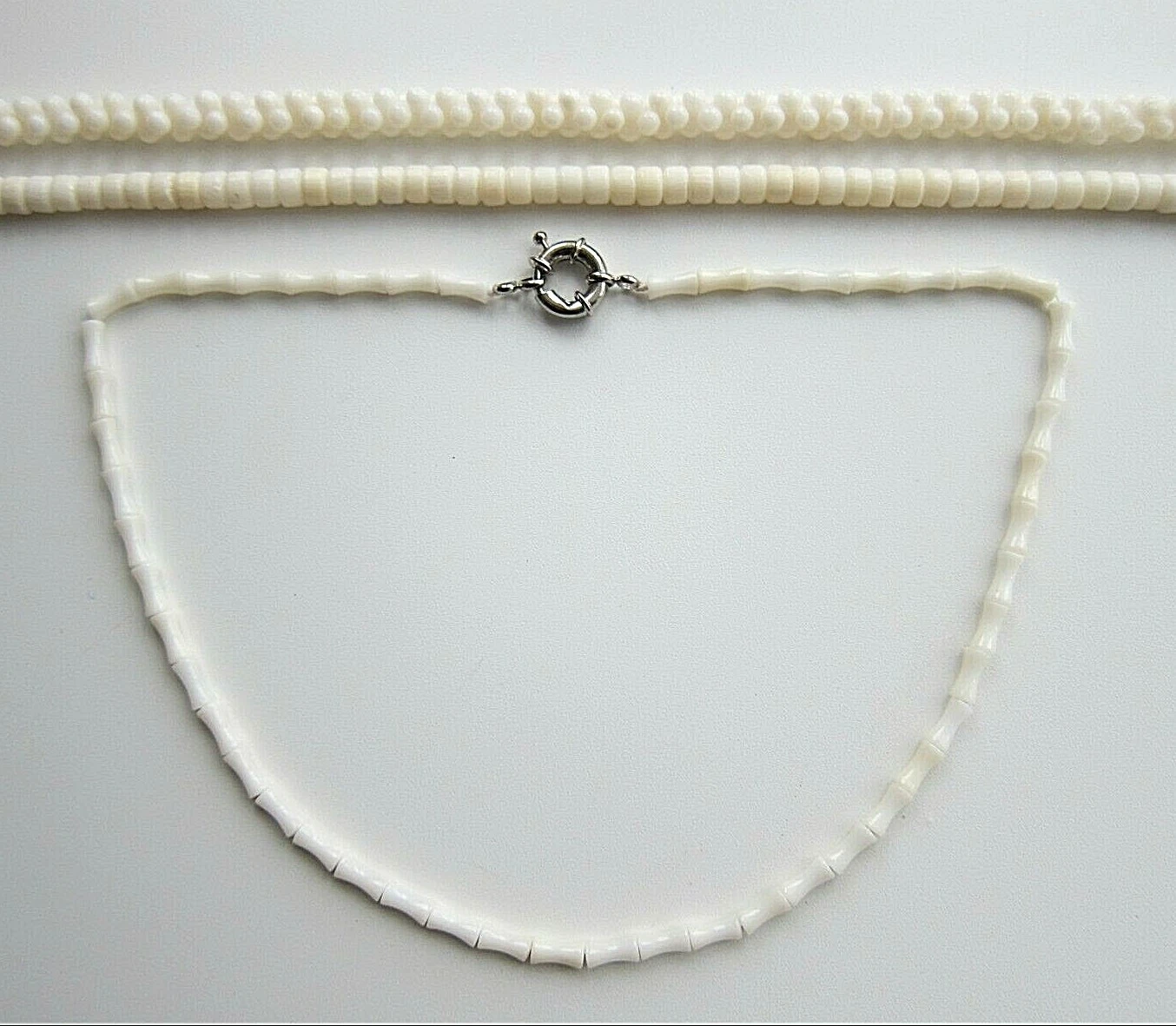 OFF WHITE Collana o Braccialetto Perline Pietra Preziosa Corallo Originale 100% Bianco Bianco Spuffo. Unisex.