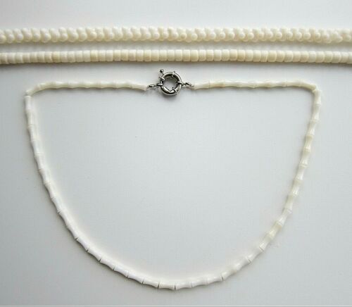 Collier ou bracelet en perles de corail véritable 100 % blanc/blanc cassé. unisexe. - Photo 1 sur 37