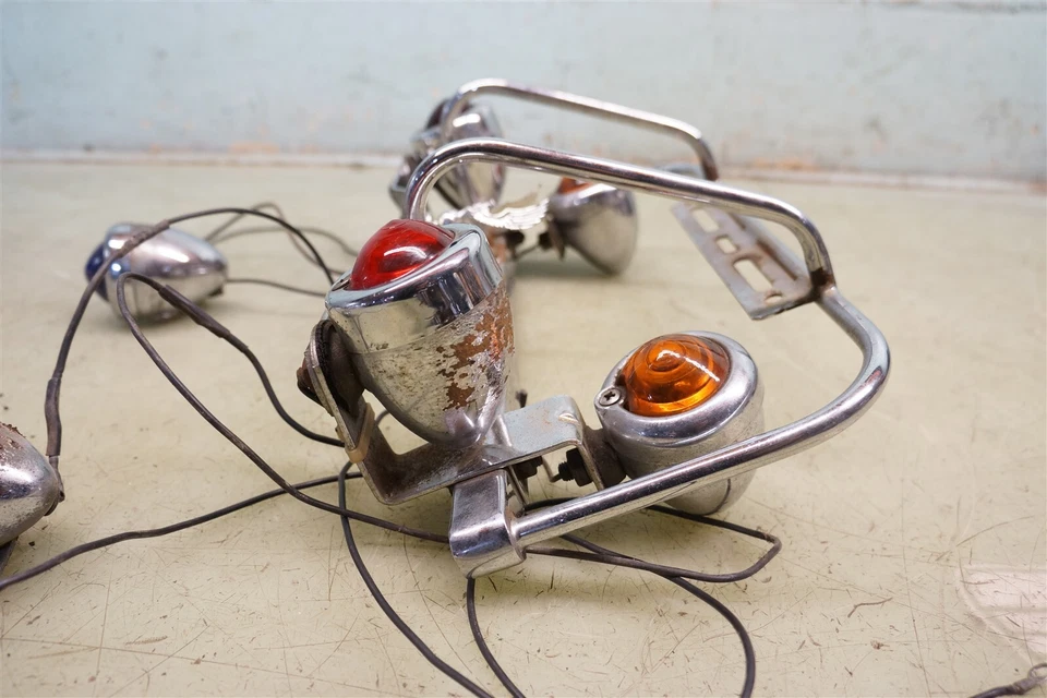 Harley-Cabeza de pala 1969 Panhead FLH Duo Electa Glide *2502B luces de señalización traseras Foto 3 de 4